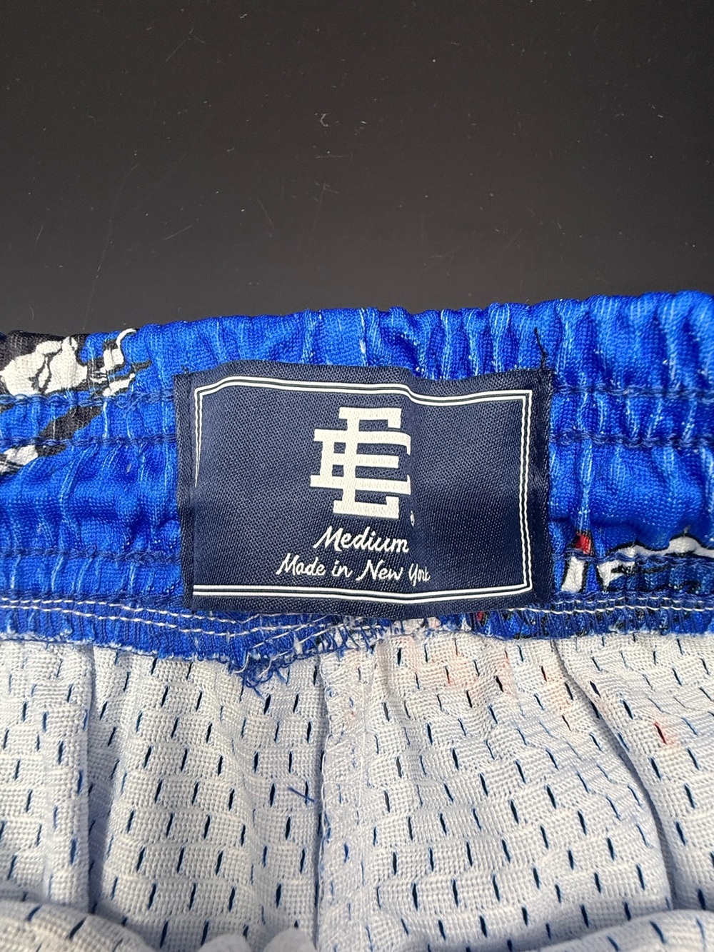 Eric Emanuel Royal Blue Soccer-Print Mesh Shorts with Red EE Patch - Picture 4 of 4